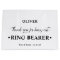 Personalized Ring Bearer Black and White Thank You