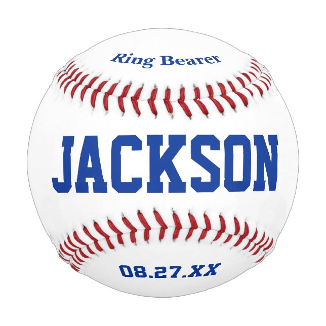 Personalized Ring Bearer Proposal Ring Bear Gift Baseball (Front)