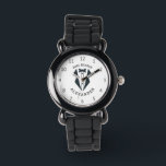 Personalized Ring Bearer Tuxedo Black White Watch<br><div class="desc">A personalized keepsake wristwatch for the ring bearer in your wedding party,  featuring a black illustration of a tuxedo framed by the words "ring bearer" and the child's first name in curved black type.</div>