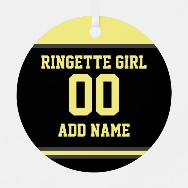 Personalized Ringette Girl Sports Jersey Style Metal Ornament (Front)