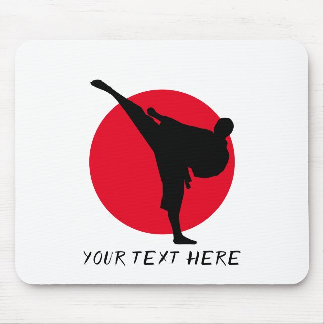 Personalized rising sun martial arts karate kick mouse pad (Front)