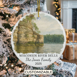 Personalized River Dells Ornament, Wisconsin Ceramic Ornament