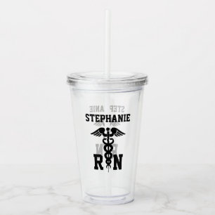 Personalized RN Medical Symbol Nurse Graduation Acrylic Tumbler