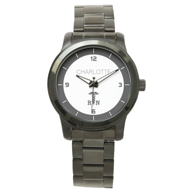 Personalized RN Medical Symbol Nurse Graduation Watch (Front)