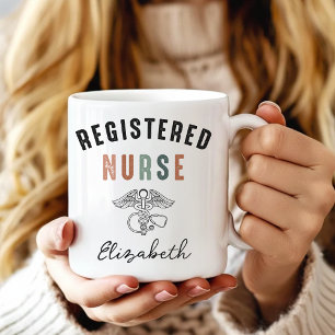 Personalized RN Mug Retro Birthday Gift for Nurse