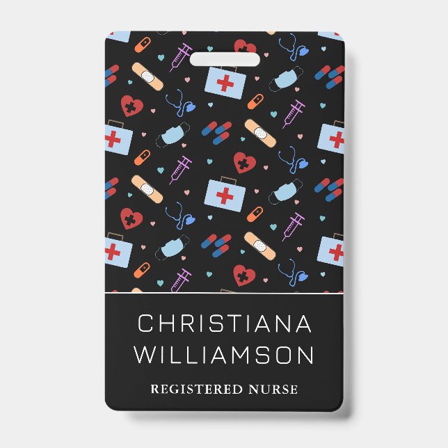 Personalized RN Nurse | Doctor Medical Pattern Badge (Front)