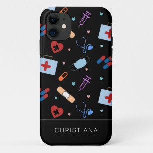 Personalized RN Nurse   Doctor Medical Pattern iPhone 11 Case