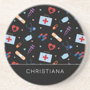 Personalized RN Nurse Doctor Medical Pattern Coaster