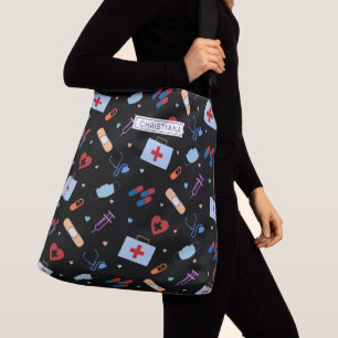 Personalized RN Nurse   Doctor Medical Pattern Crossbody Bag