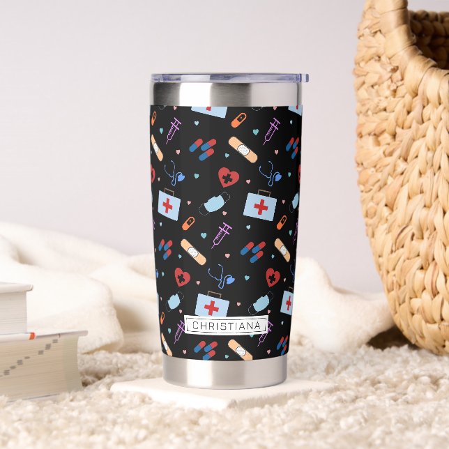 Personalized RN Nurse | Doctor Medical Pattern Insulated Tumbler (Living Room)