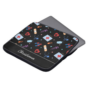 Personalized RN Nurse Doctor Medical Pattern Laptop Sleeve