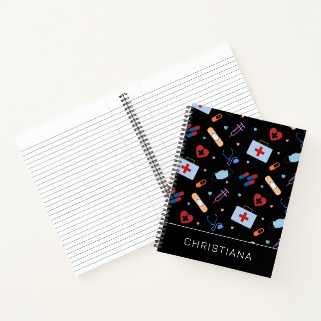 Personalized RN Nurse | Doctor Medical Pattern Notebook (Inside)