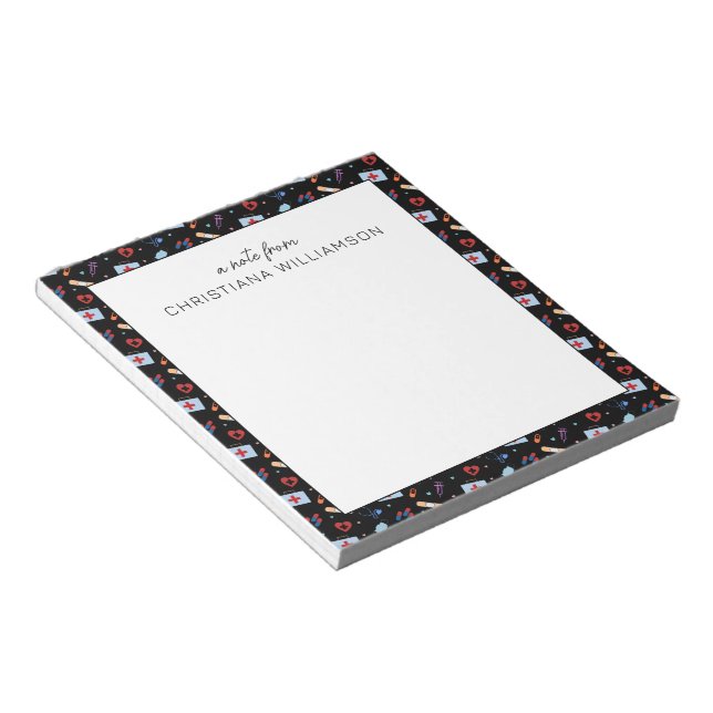 Personalized RN Nurse | Doctor Medical Pattern Notepad (Angled)