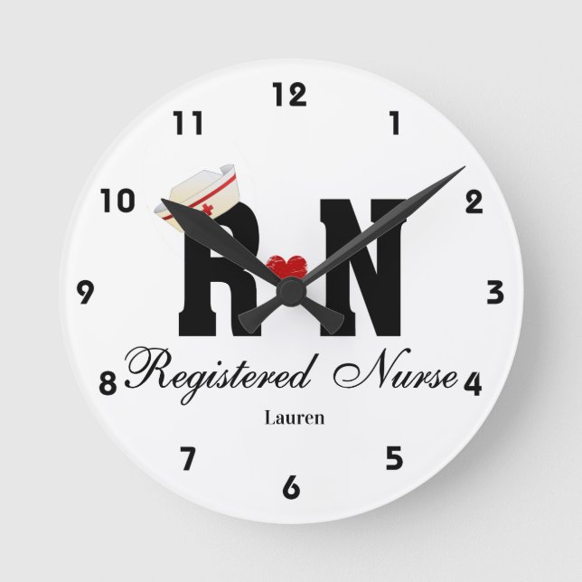 Personalized RN Nurse Hat Acrylic Wall Clock (Front)