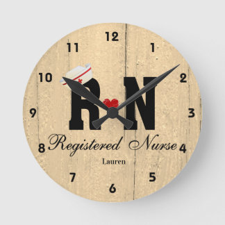 Personalized RN Nurse Hat Wood Acrylic Wall Clock