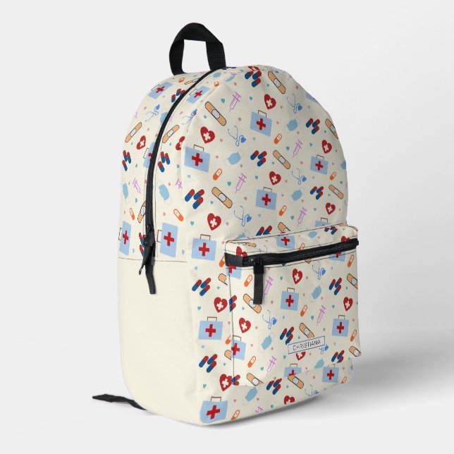 Personalized RN Nursing Med School Student Nurse Printed Backpack (Back Corner Left)