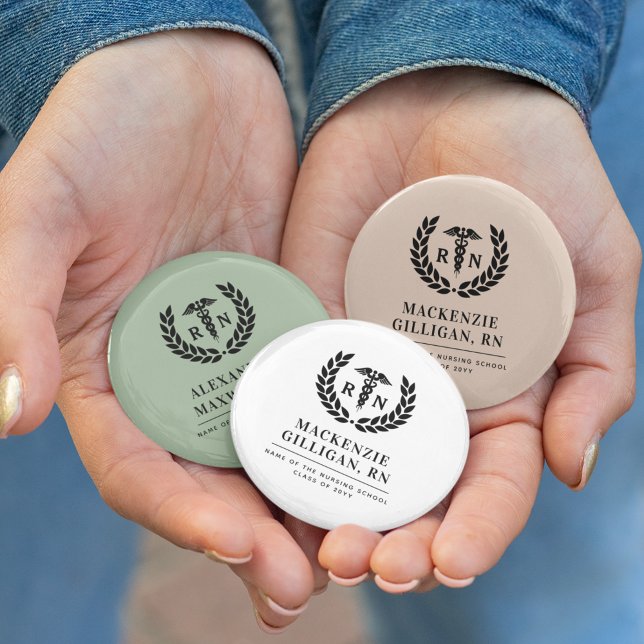 Personalized RN Nursing School Graduation Elegant 2 Inch Round Button (Creator Uploaded)