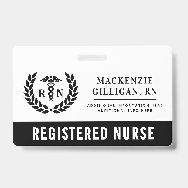 Personalized RN Nursing School Graduation Elegant Badge (Front)