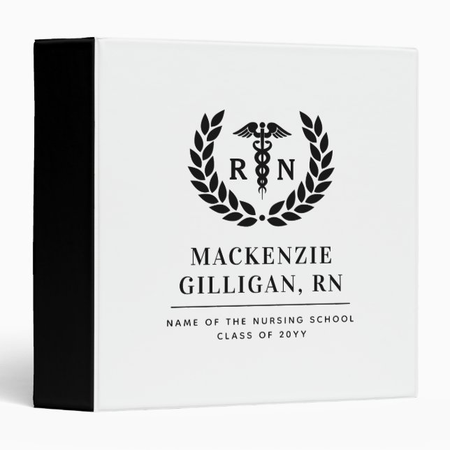 Personalized RN Nursing School Graduation Elegant Binder (Front/Spine)