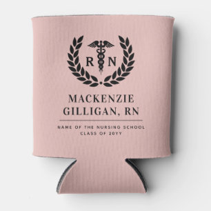 Personalized RN Nursing School Graduation Elegant Can Cooler