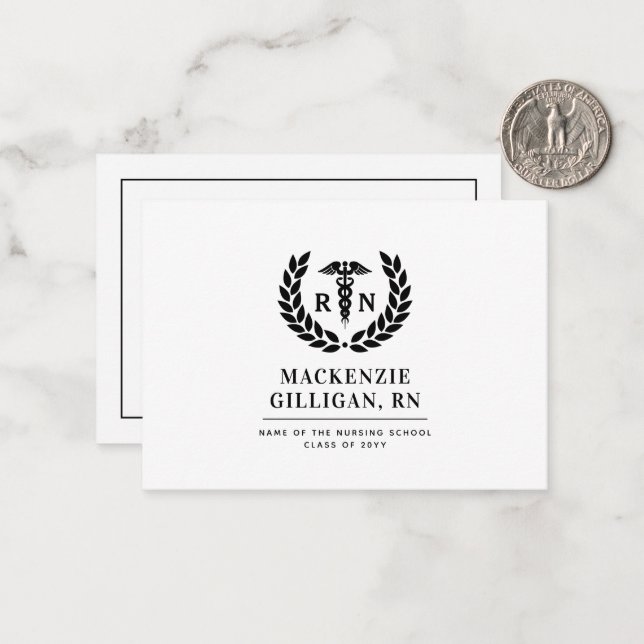 Personalized RN Nursing School Graduation Elegant Card (Front/Back In Situ)