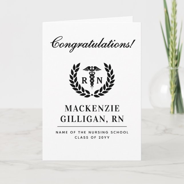 Personalized RN Nursing School Graduation Elegant Card (Front)