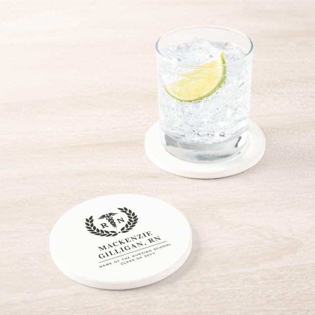 Personalized RN Nursing School Graduation Elegant Coaster (Side)