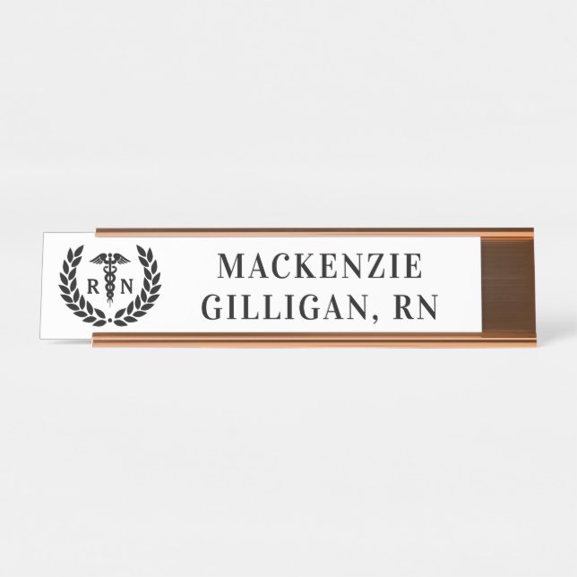 Personalized RN Nursing School Graduation Elegant Desk Name Plate (Front)