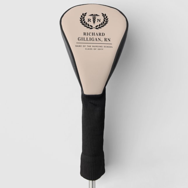 Personalized RN Nursing School Graduation Elegant Golf Head Cover (Front)