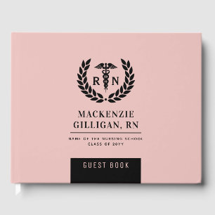 Personalized RN Nursing School Graduation Elegant Guest Book