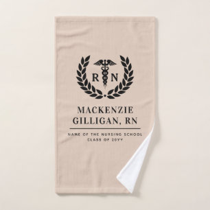 Personalized RN Nursing School Graduation Elegant Hand Towel
