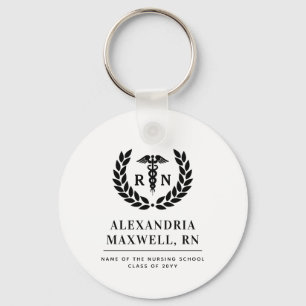 Personalized RN Nursing School Graduation Elegant Keychain
