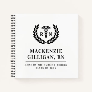 Personalized RN Nursing School Graduation Elegant Notebook