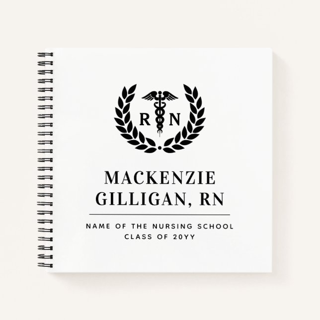 Personalized RN Nursing School Graduation Elegant Notebook (Front)
