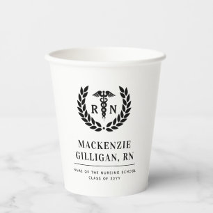Personalized RN Nursing School Graduation Elegant Paper Cups