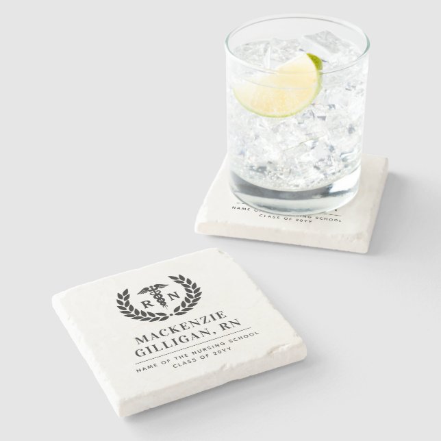 Personalized RN Nursing School Graduation Elegant Stone Coaster (Side)