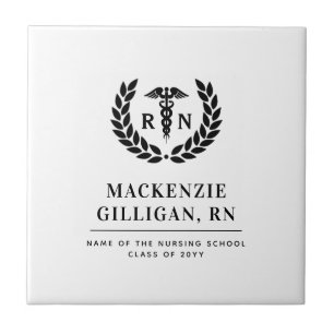 Personalized RN Nursing School Graduation Elegant Tile