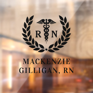 Personalized RN Nursing School Graduation Elegant Window Cling