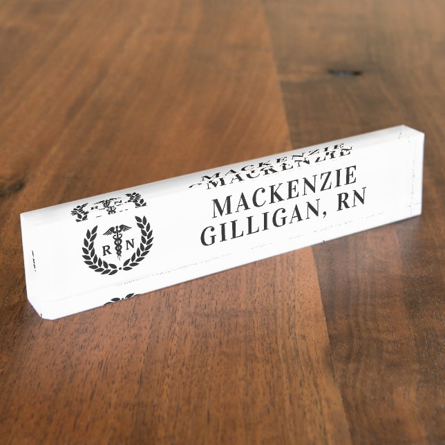 Personalized RN Registered Nurse Elegant Nameplate (Side)