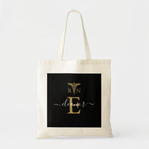 Personalized RN Registered Nurse Gold Monogram Tote Bag