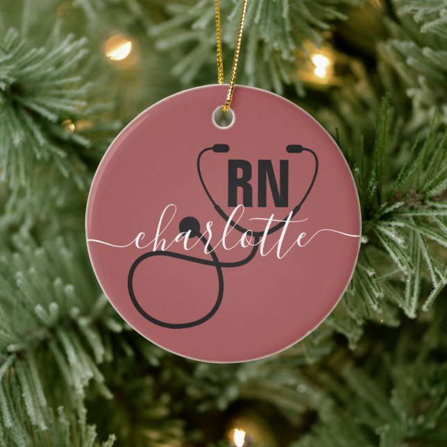 Personalized RN Registered Nurse Graduation Ceramic Ornament (Tree)