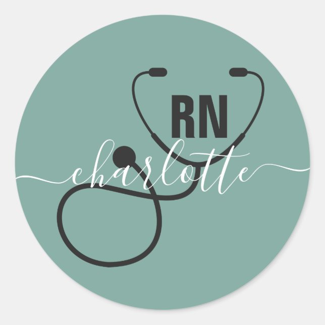 Personalized RN Registered Nurse Graduation Classic Round Sticker (Front)
