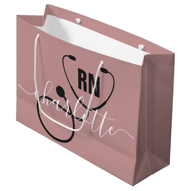Personalized RN Registered Nurse Graduation Large Gift Bag (Front Angled)