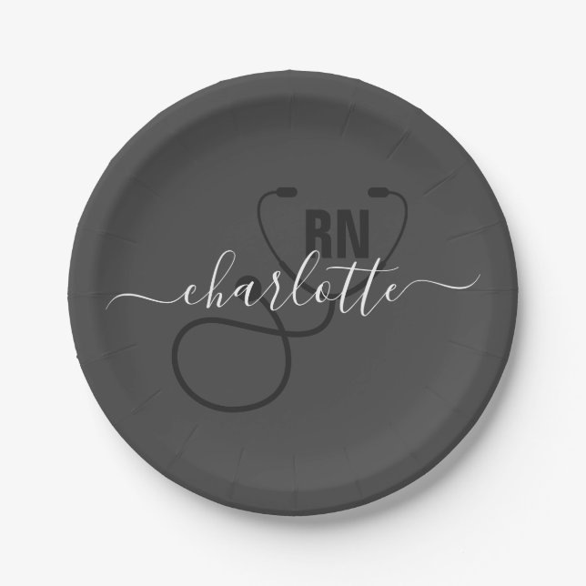 Personalized RN Registered Nurse Graduation  Paper Plate (Front)