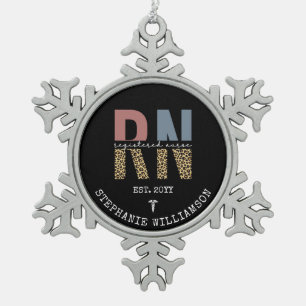 Personalized RN Registered Nurse Graduation Snowflake Pewter Christmas Ornament