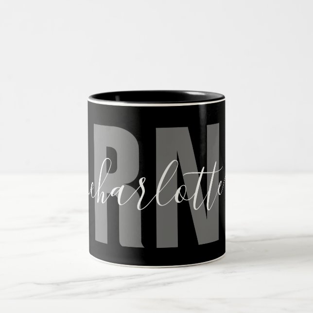 Personalized RN Registered Nurse Graduation Two-Tone Coffee Mug (Center)
