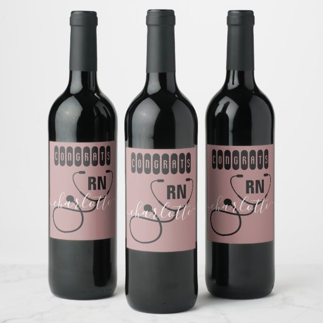 Personalized RN Registered Nurse Graduation Wine Label (Bottles)