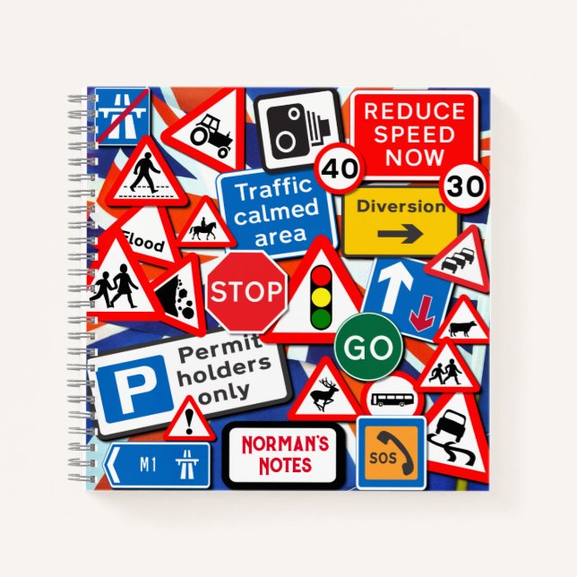 Personalized Road Signs Notebook (Front)