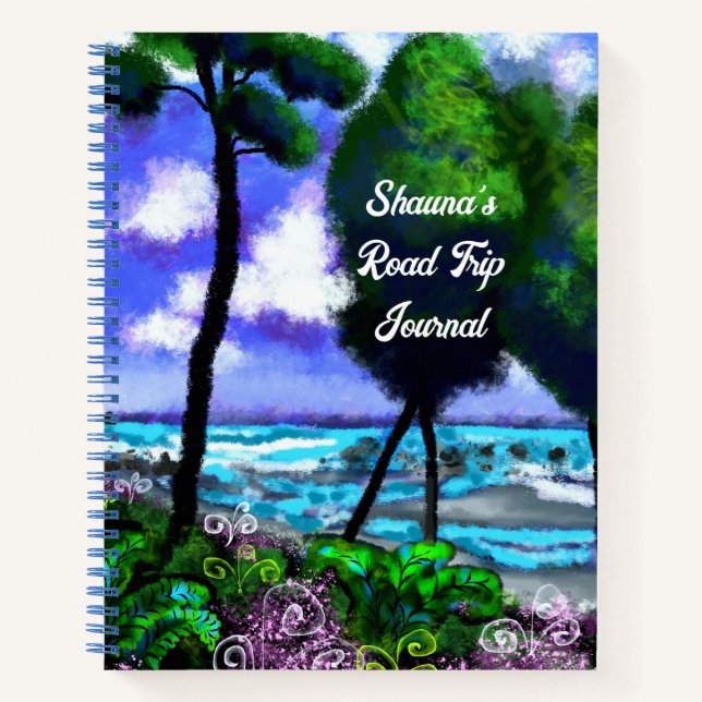 Personalized Road Trip Journal w/Seascape Art (Front)
