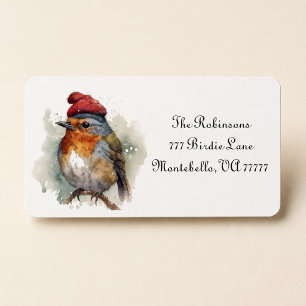 Personalized Robin Christmas Mailing Label